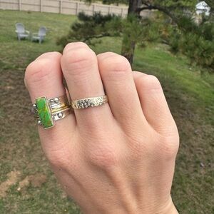Sterling Silver Ring with Green Gemstone